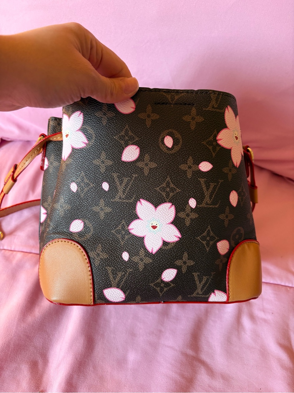 Brown cherry blossom bag - Picture 3 of 5